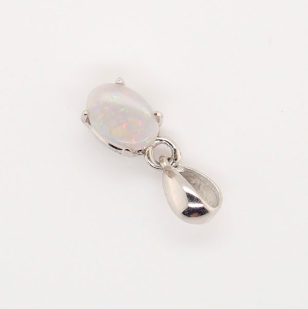 Blue Green Pink Sterling Silver Solid Australian White Opal Necklace Pendant