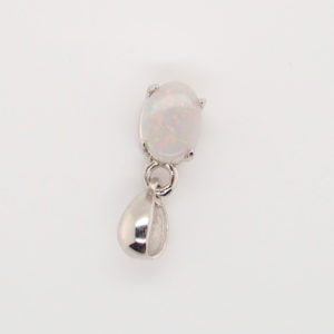 Blue Green Pink Sterling Silver Solid Australian White Opal Necklace Pendant