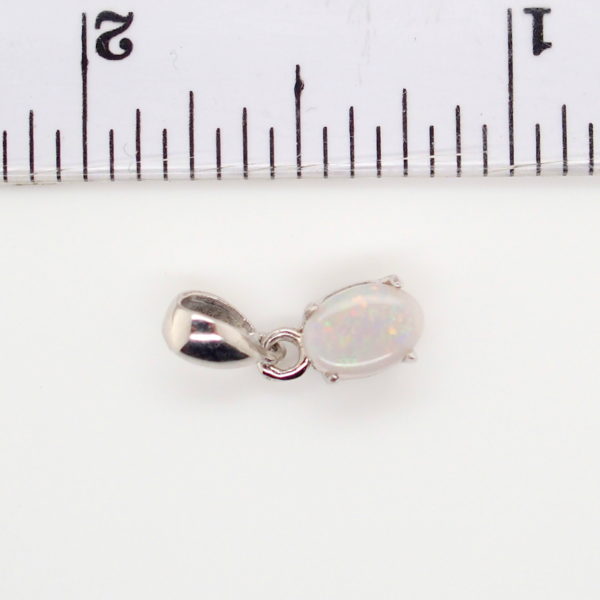 Blue Green Pink Sterling Silver Solid Australian White Opal Necklace Pendant