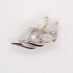 Blue Green Pink Sterling Silver Solid Australian White Opal Necklace Pendant