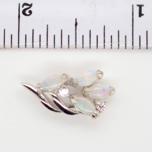 Blue Green Pink Sterling Silver Solid Australian White Opal Flower Necklace Pendant