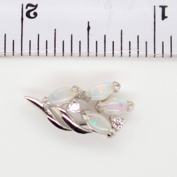 Blue Green Pink Sterling Silver Solid Australian White Opal Flower Necklace Pendant