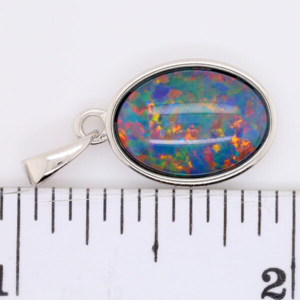 Blue Green Red Sterling Silver Australian Triplet Opal Necklace Pendant