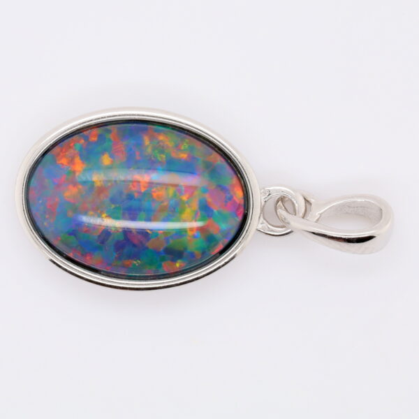 Blue Green Red Sterling Silver Australian Triplet Opal Necklace Pendant