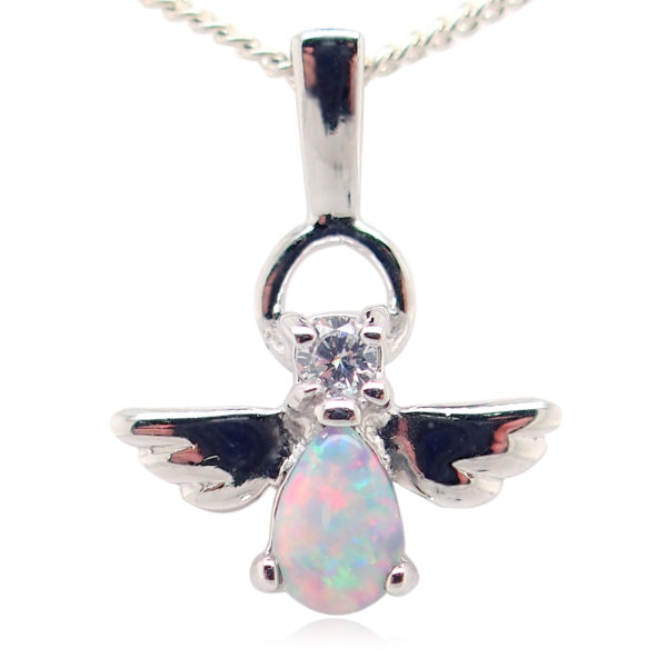 Blue Pink Sterling Silver Solid Australian Crystal Opal Necklace Pendant