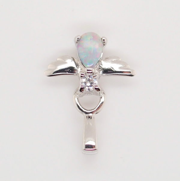 Blue Pink Sterling Silver Solid Australian Crystal Opal Necklace Pendant