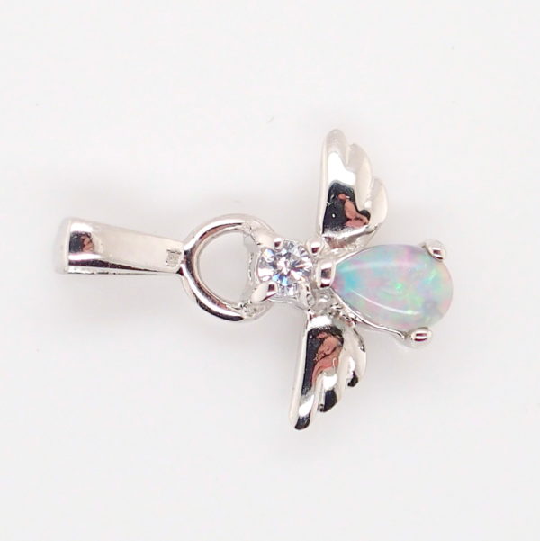 Blue Pink Sterling Silver Solid Australian Crystal Opal Necklace Pendant