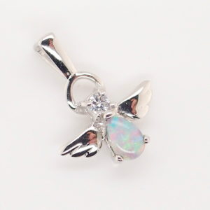 Blue Pink Sterling Silver Solid Australian Crystal Opal Necklace Pendant