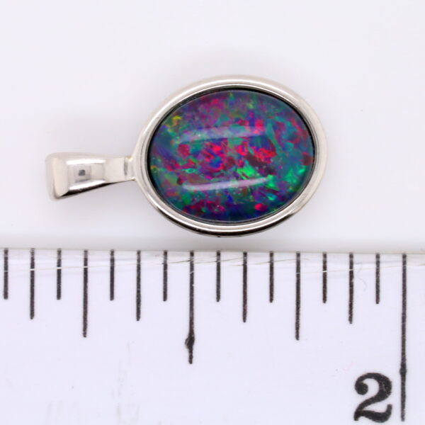 Blue Green Red Sterling Silver Australian Triplet Opal Necklace Pendant