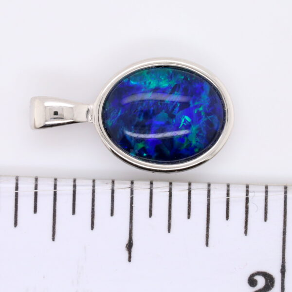 Blue Green Sterling Silver Australian Triplet Opal Necklace Pendant