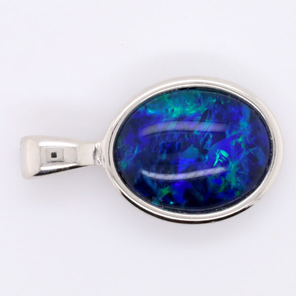 Blue Green Sterling Silver Australian Triplet Opal Necklace Pendant