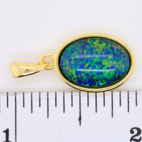 Blue Green Sterling Silver Gold Plate Australian Triplet Opal Necklace Pendant