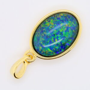 Blue Green Sterling Silver Gold Plate Australian Triplet Opal Necklace Pendant