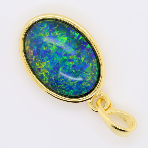 Blue Green Sterling Silver Gold Plate Australian Triplet Opal Necklace Pendant