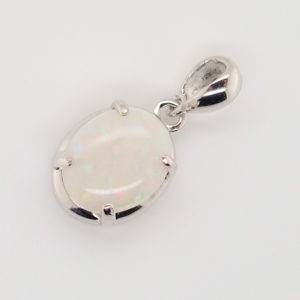 Blue Green Pink Sterling Silver Solid Australian White Opal Necklace Pendant