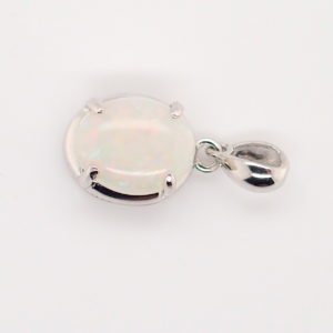 Blue Green Pink Sterling Silver Solid Australian White Opal Necklace Pendant