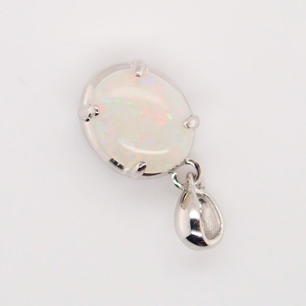 Blue Green Pink Sterling Silver Solid Australian White Opal Necklace Pendant