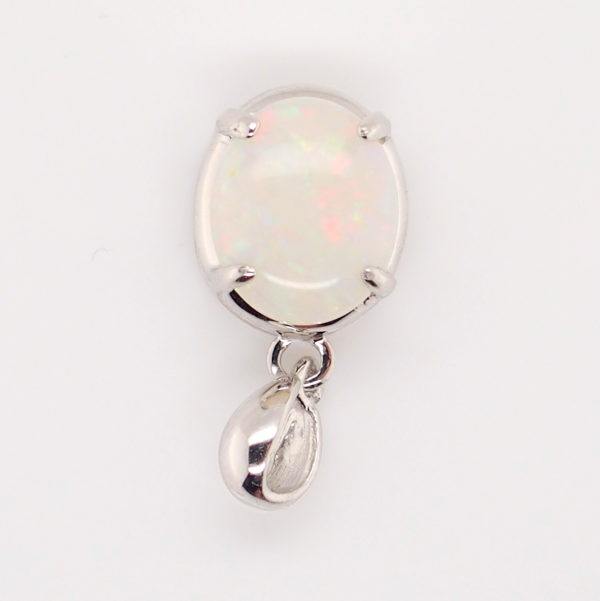 Blue Green Pink Sterling Silver Solid Australian White Opal Necklace Pendant