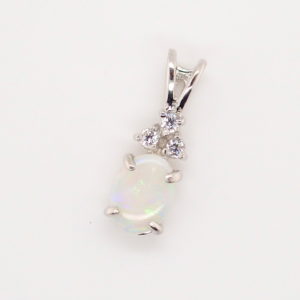 Blue Green Pink Sterling Silver Solid Australian White Opal Necklace