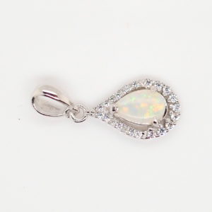 Blue Green Pink Sterling Silver Solid Australian White Opal Necklace Pendant