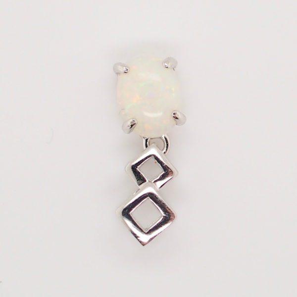Blue Pink Sterling Silver Solid Australian Crystal Opal Necklace Pendant