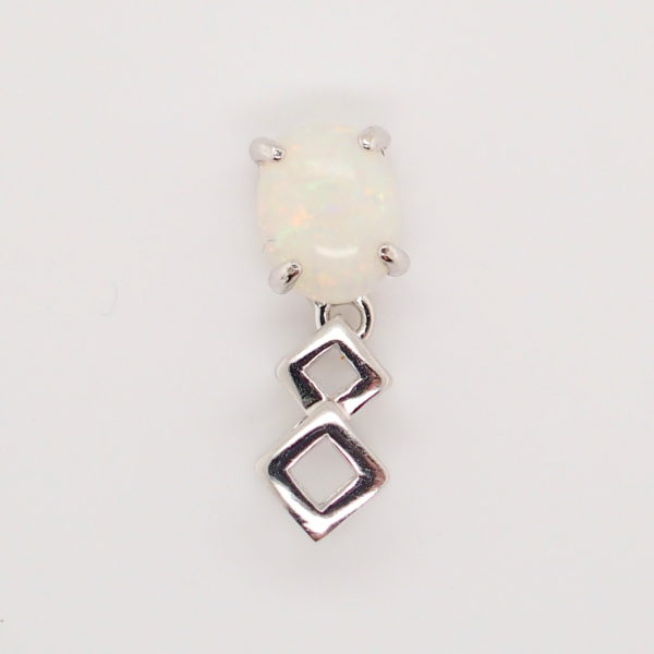 Blue Pink Sterling Silver Solid Australian Crystal Opal Necklace Pendant