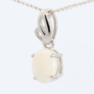 Sterling Silver Blue Green Pink Solid Australian White Opal Pendant Necklace