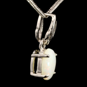 Sterling Silver Blue Green Pink Solid Australian White Opal Pendant Necklace