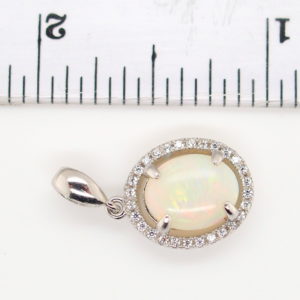 Blue Green Pink Sterling Silver Solid Australian White Opal Necklace Pendant