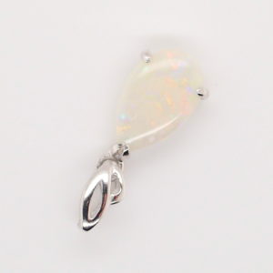 Green Blue Pink Sterling Silver Solid Australian White Opal Pendant Necklace
