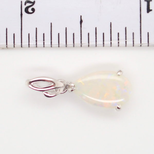 Green Blue Pink Sterling Silver Solid Australian White Opal Pendant Necklace
