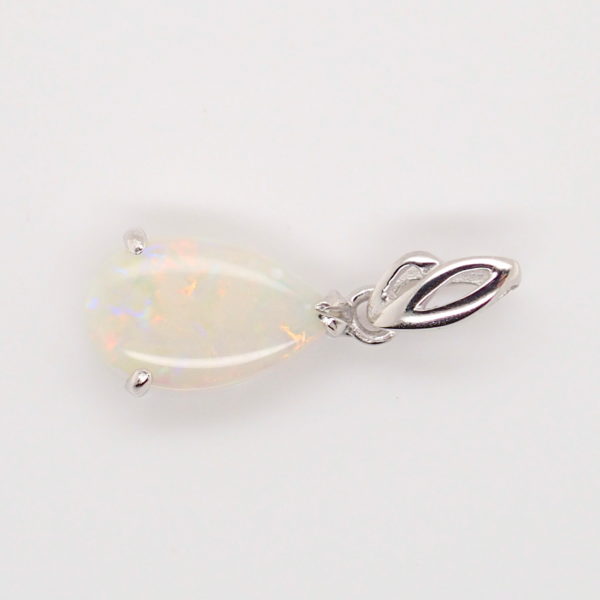 Green Blue Pink Sterling Silver Solid Australian White Opal Pendant Necklace