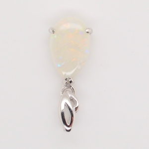 Green Blue Pink Sterling Silver Solid Australian White Opal Pendant Necklace