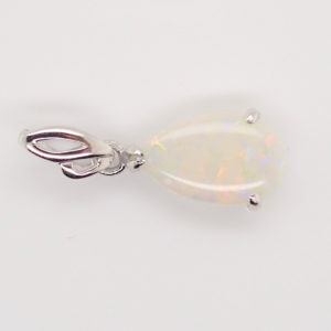 Green Blue Pink Sterling Silver Solid Australian White Opal Pendant Necklace