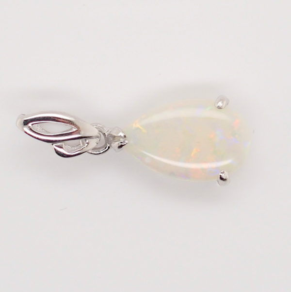 Green Blue Pink Sterling Silver Solid Australian White Opal Pendant Necklace