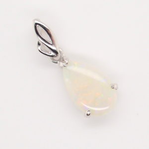 Green Blue Pink Sterling Silver Solid Australian White Opal Pendant Necklace
