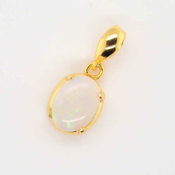 Blue Green Pink Sterling Silver Gold Plate Solid Australian White Opal Pendant Necklace