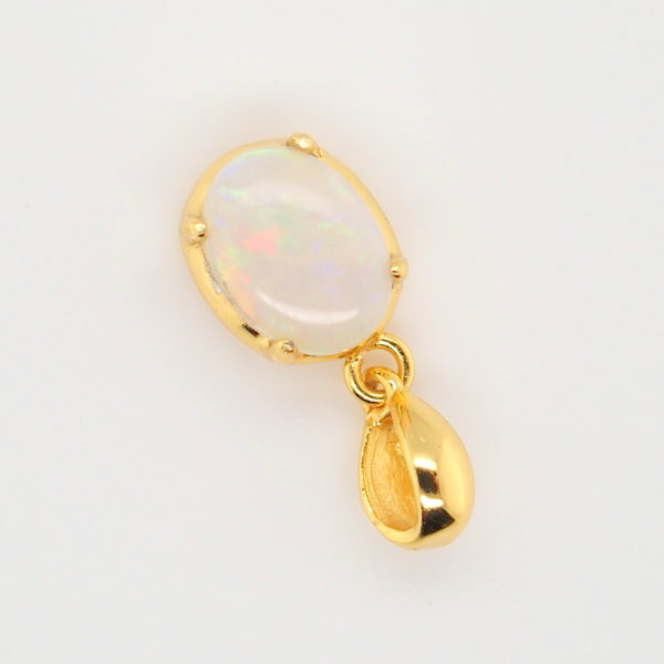 Blue Green Pink Sterling Silver Gold Plate Solid Australian White Opal Pendant Necklace