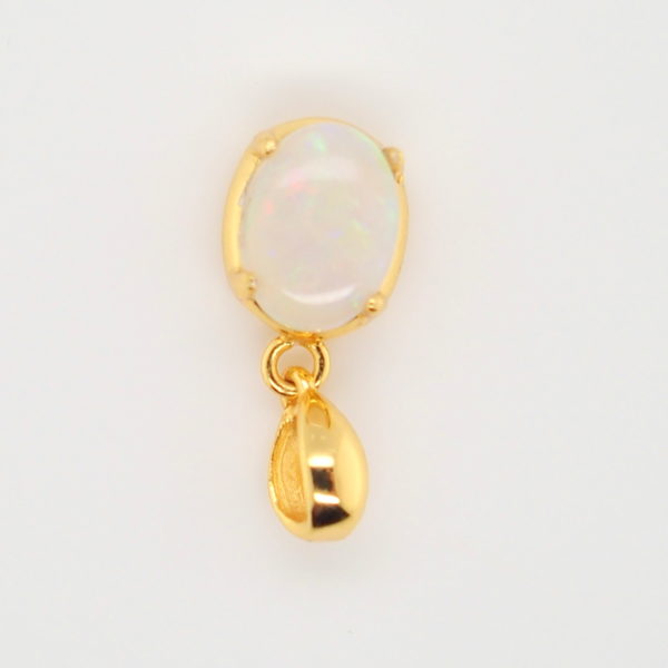 Blue Green Pink Sterling Silver Gold Plate Solid Australian White Opal Pendant Necklace