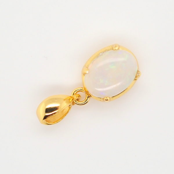 Blue Green Pink Sterling Silver Gold Plate Solid Australian White Opal Pendant Necklace