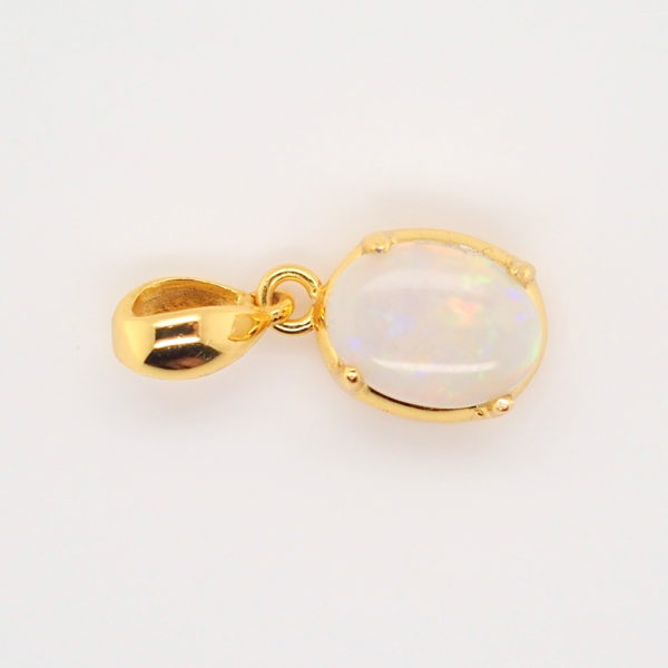 Blue Green Pink Sterling Silver Gold Plate Solid Australian White Opal Pendant Necklace