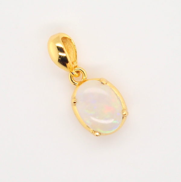 Blue Green Pink Sterling Silver Gold Plate Solid Australian White Opal Pendant Necklace