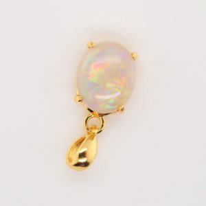 Blue Green Pink Sterling Silver Gold Plate Solid Australian White Opal Necklace Pendant