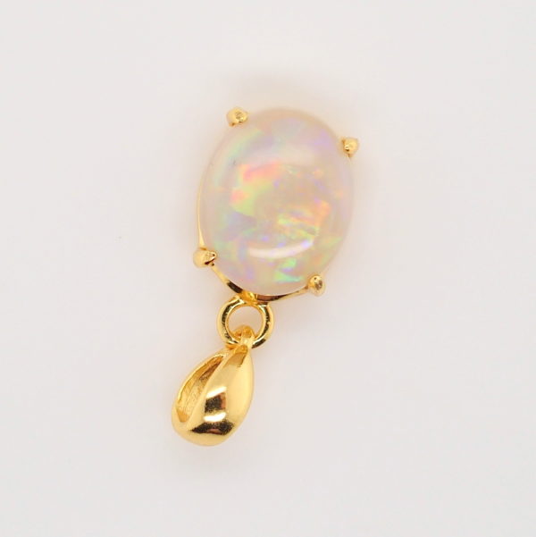 Blue Green Pink Sterling Silver Gold Plate Solid Australian White Opal Necklace Pendant