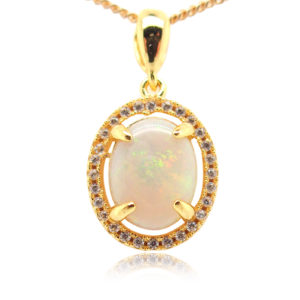 Blue Green Pink Sterling Silver Gold Plate Solid Australian White Opal Necklace Pendant