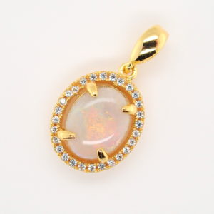 Blue Green Pink Sterling Silver Gold Plate Solid Australian White Opal Necklace Pendant