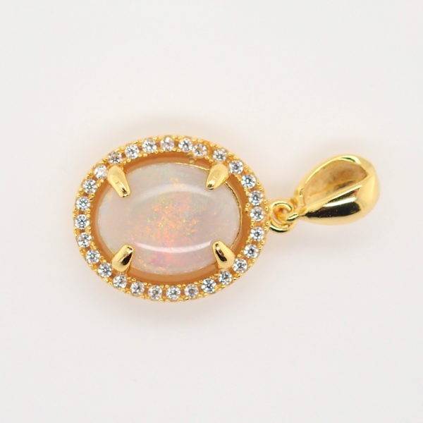 Blue Green Pink Sterling Silver Gold Plate Solid Australian White Opal Necklace Pendant