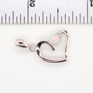 Blue Green Pink Sterling Silver Love Heart White Opal Pendant Necklace