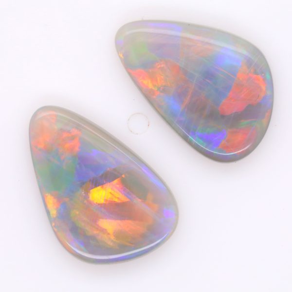 Red, Orange, Blue, Green and Purple Solid Unset Australian Crystal Opal Pair