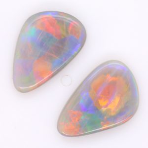 Red, Orange, Blue, Green and Purple Solid Unset Australian Crystal Opal Pair